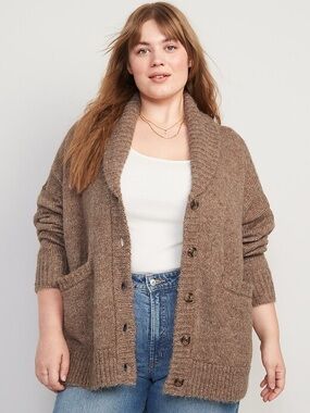 Old Navy Brown Shawl-Collar Button Cardigan